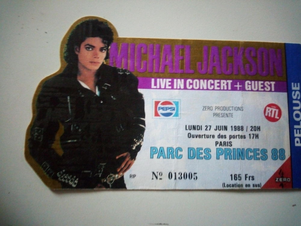 ticket concert mickael Jackson bad tour 1988 TBE 