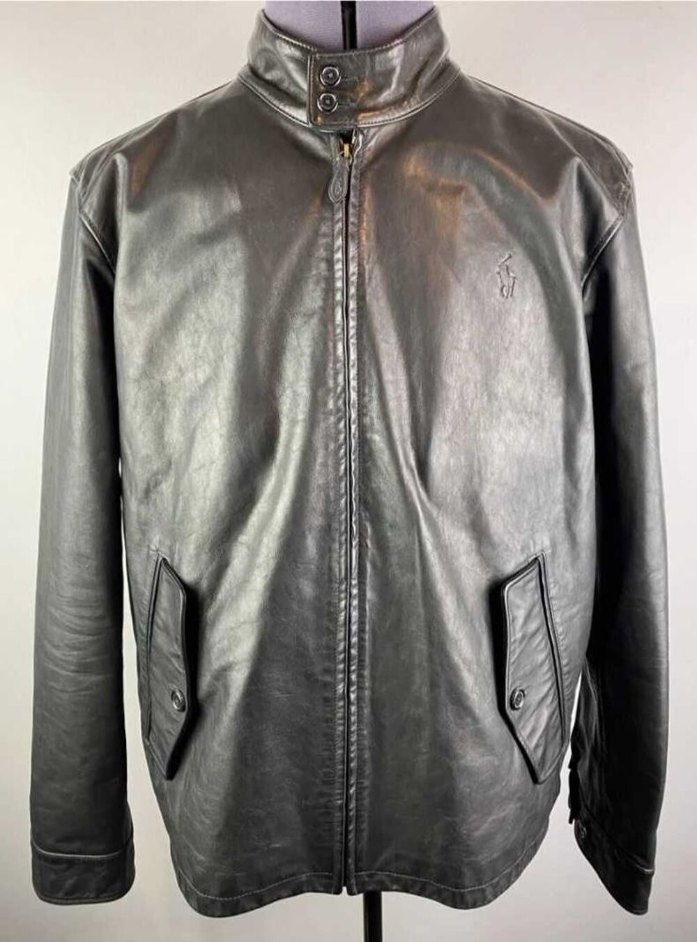 Veste en cuir Ralph Lauren noire pour homme taille S, neuve et d'origine Vêtements
