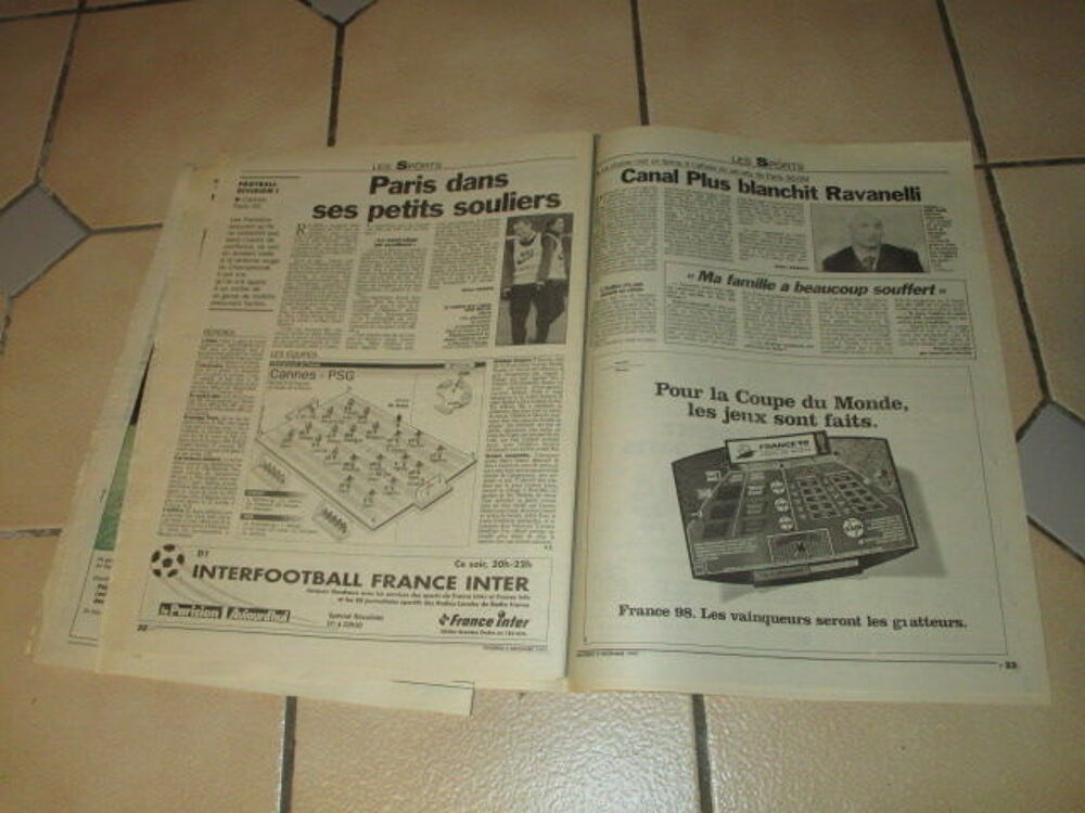 VIEUX JOURNAL PARISIEN COUPE DU MONDE 1998 TIRAGE GROUPE 