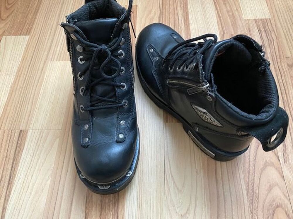 Bottes de moto Harley-Davidson pour Homme en cuir noir Chaussures