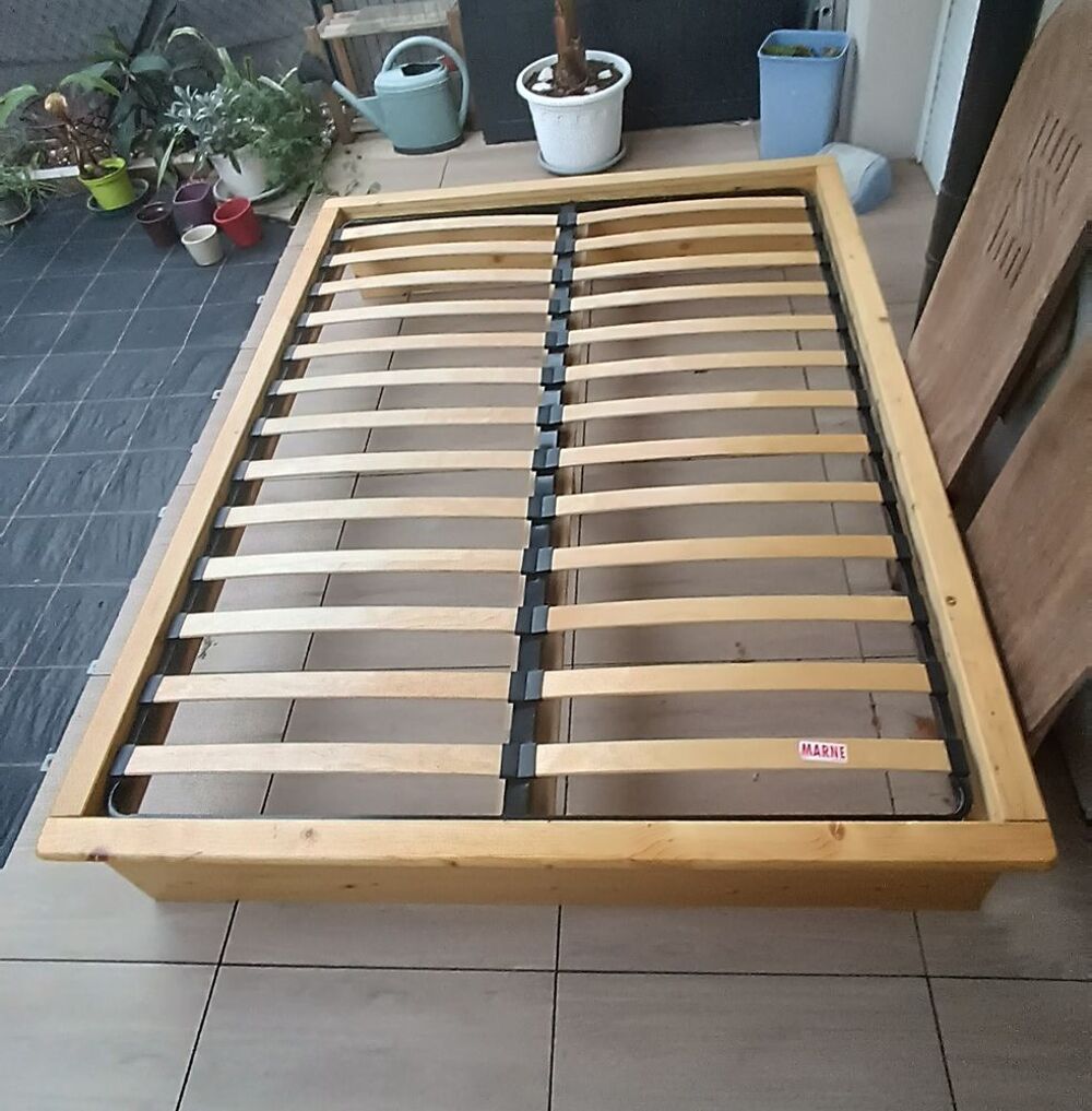 Lit complet pin massif 140x190 Meubles