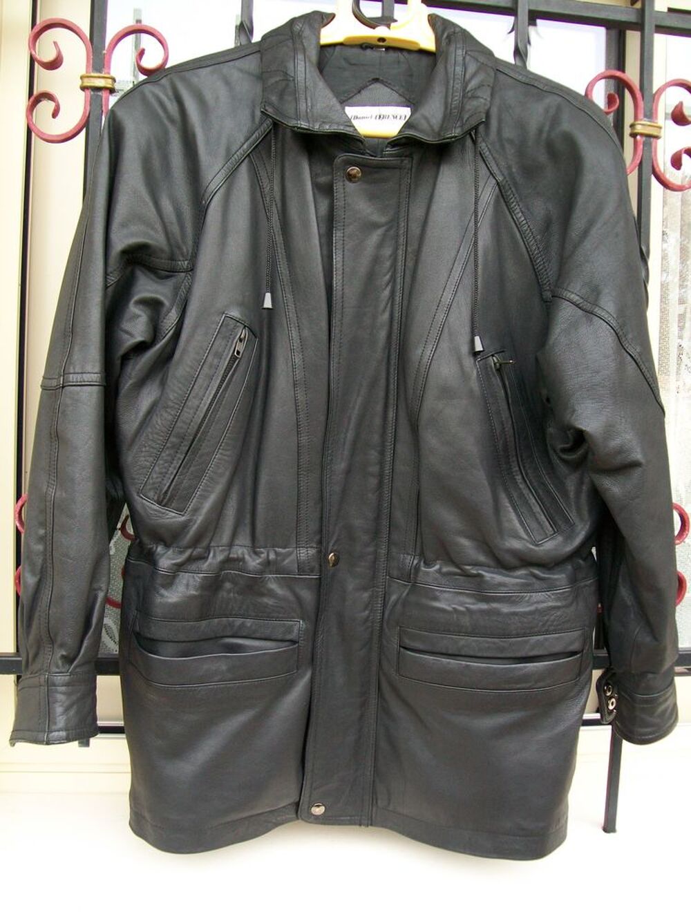 veste noir homme cuir agneau taille 88/92 correspond &agrave; M Vêtements