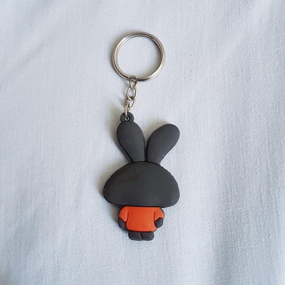 Porte cl&eacute; lapin en silicone, &agrave; relief 