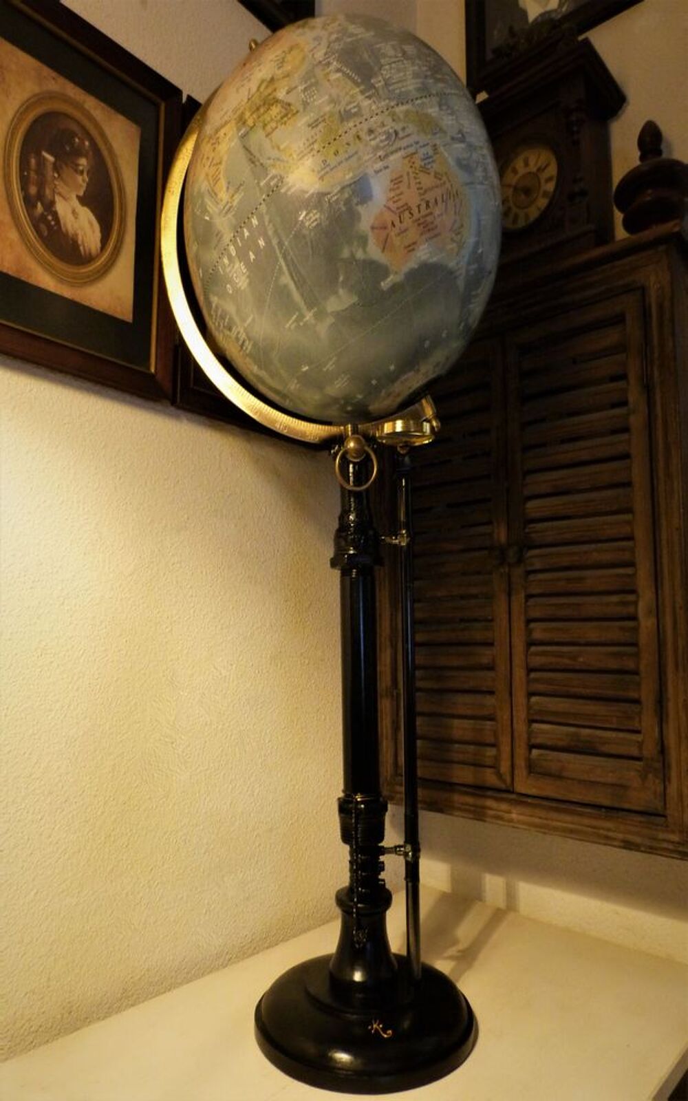 Imposant Globe Terrestre &quot;BLUE EARTH&quot; Steampunk Décoration