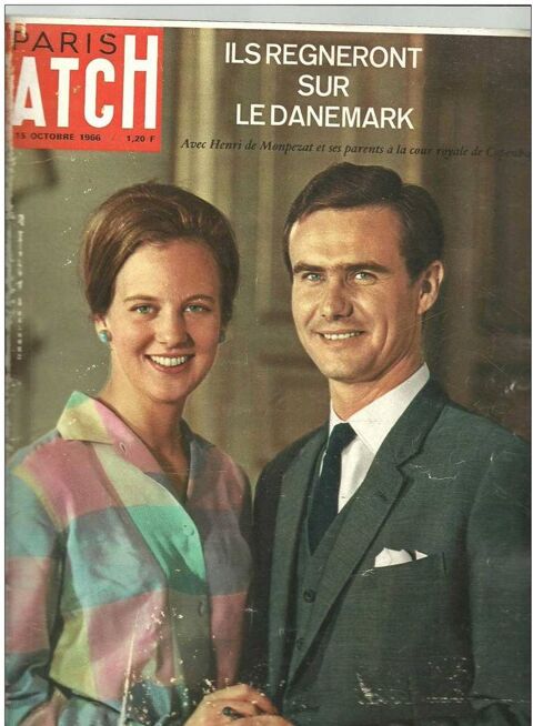 PARIS MATCH N 914 octobre 1966 - Ils rgneront sur le Danemark / Yves Saint Martin / Pierre Perret 4 Montauban (82)