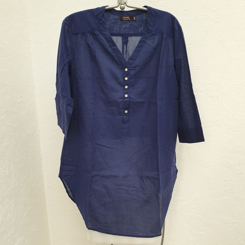 Liquette, tunique coton marine Manches 3/4 Galeries Lafayett Vêtements
