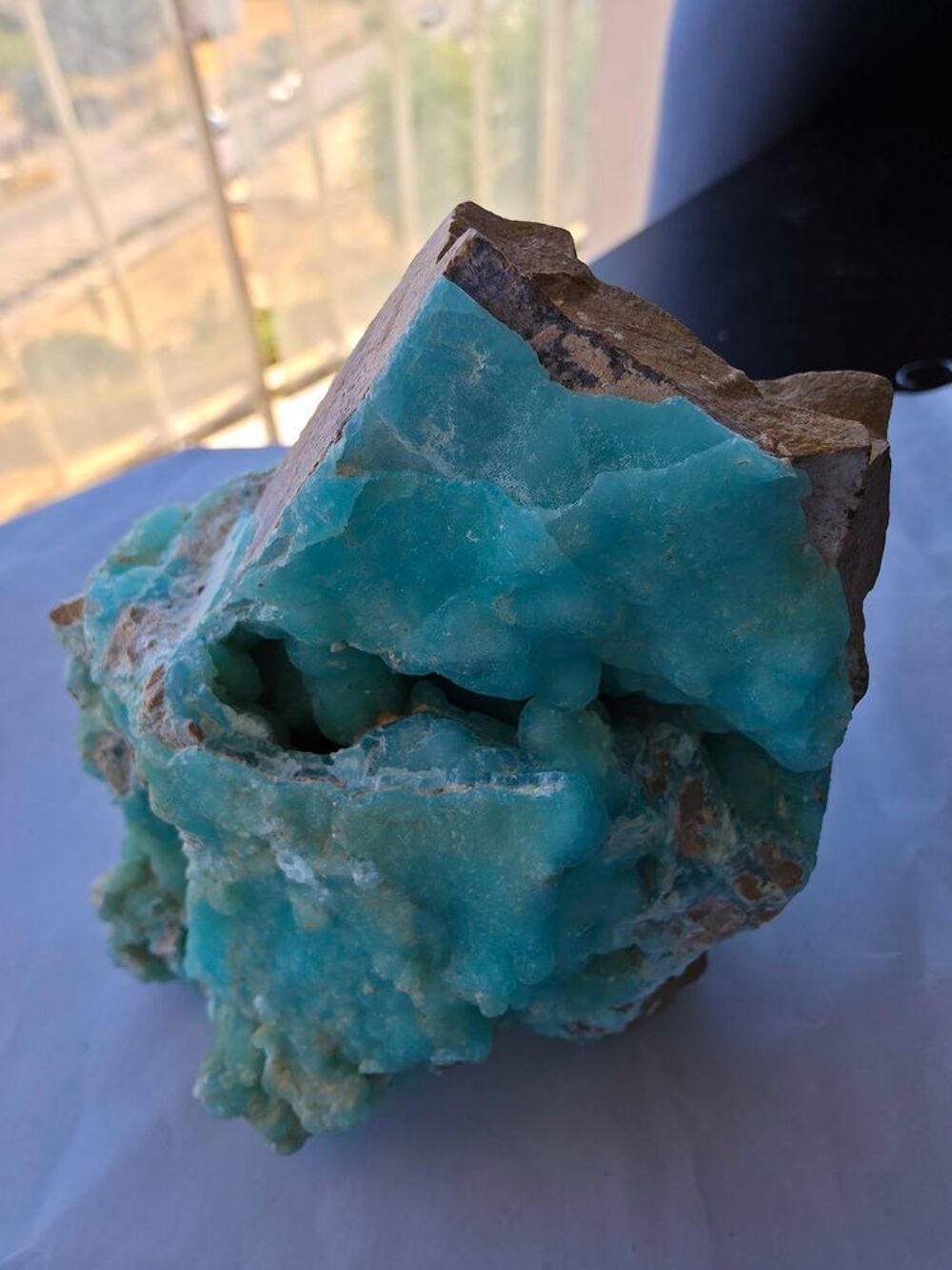 Superbe H&eacute;mimorphite Bleue Turquoise Cristallis&eacute;e-Katanga RDC-496g 