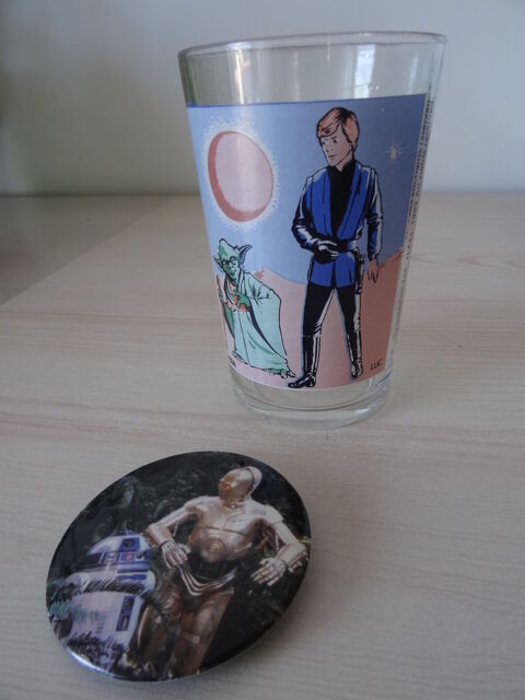 Lot verra Amora et badge,Star Wars,1983,Retour du Jedi,LFL 10 Saint-Ambroix (30)