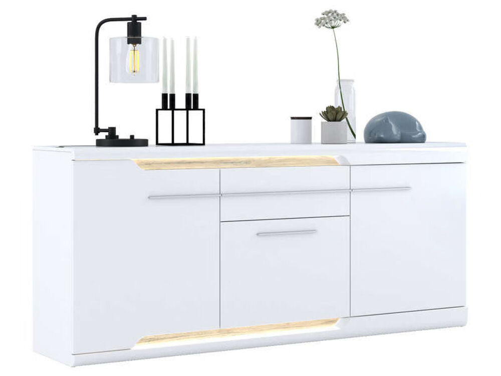 ? BUFFET DAYANA 3 PORTES ? LAQU&Eacute; BLANC BRILLANT ? &Eacute;TAT NEUF Meubles