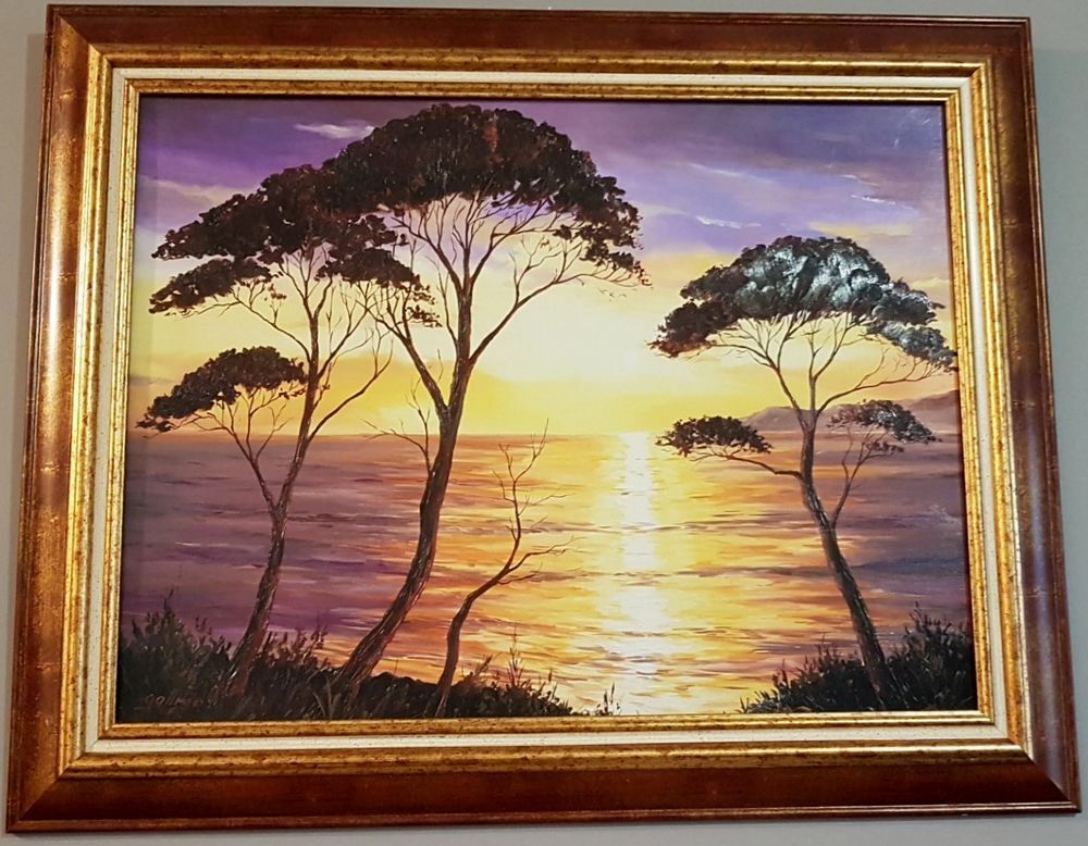 TABLEAU PEINT : LES PINS PARASOLS Décoration