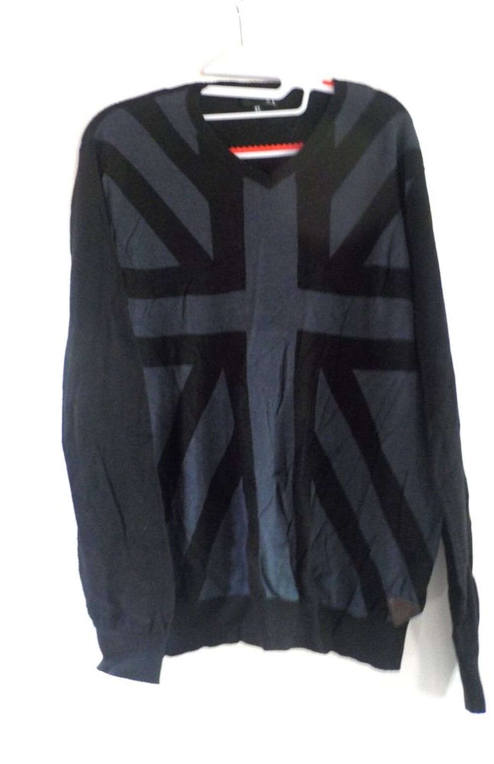 PULL HOMME "DESIGN BY S.L." XL noir et bleu Vêtements