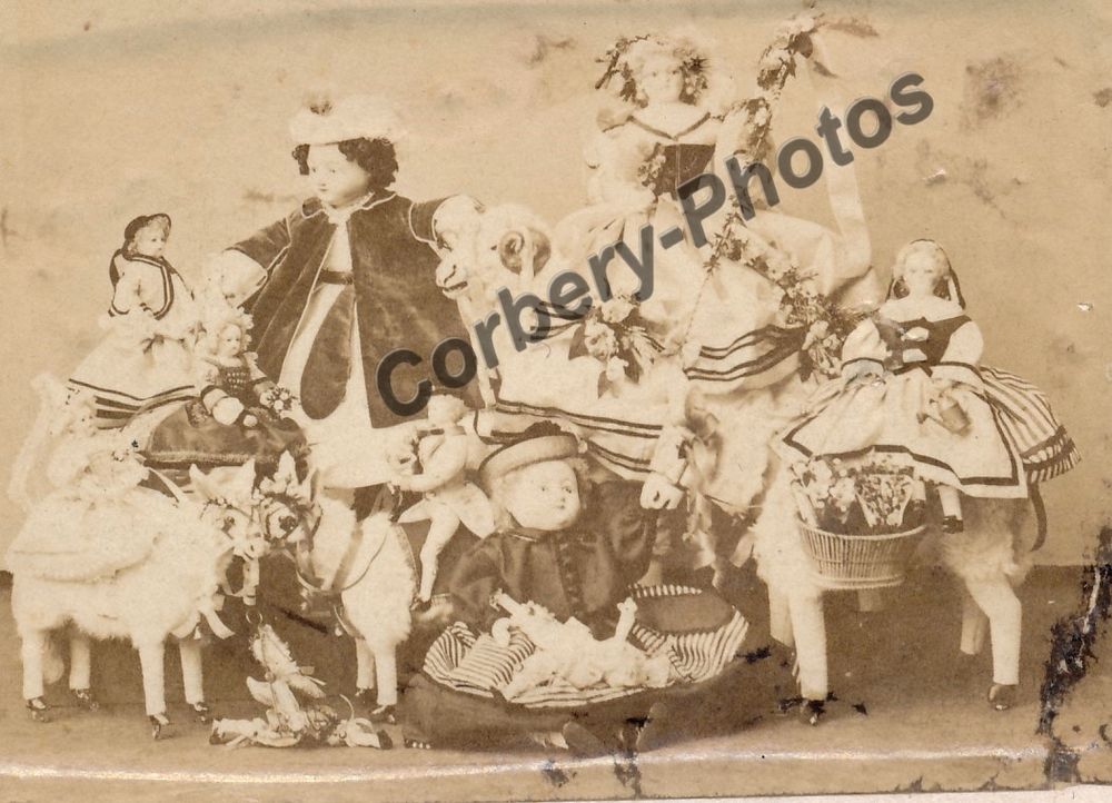 Cdv Photo Jouets d'Enfant Poup&eacute;es Anciennes XIX&egrave;me Doll 
