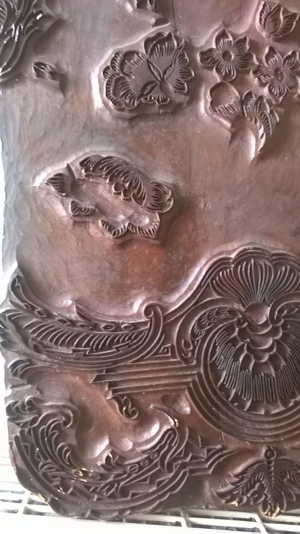 Ancien tampon bois scult&eacute; Décoration