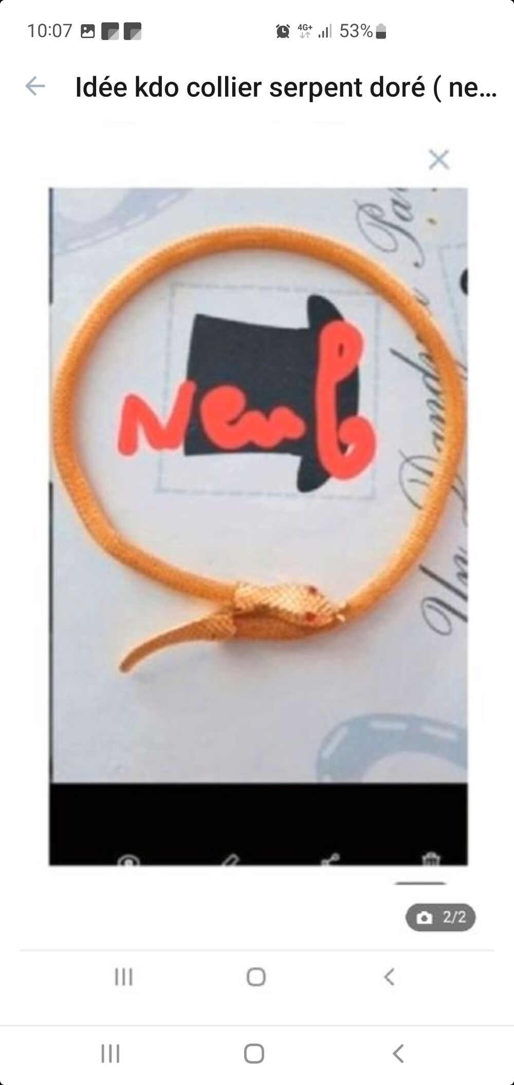 collier serpent dor&eacute; ( neuf) Bijoux et montres