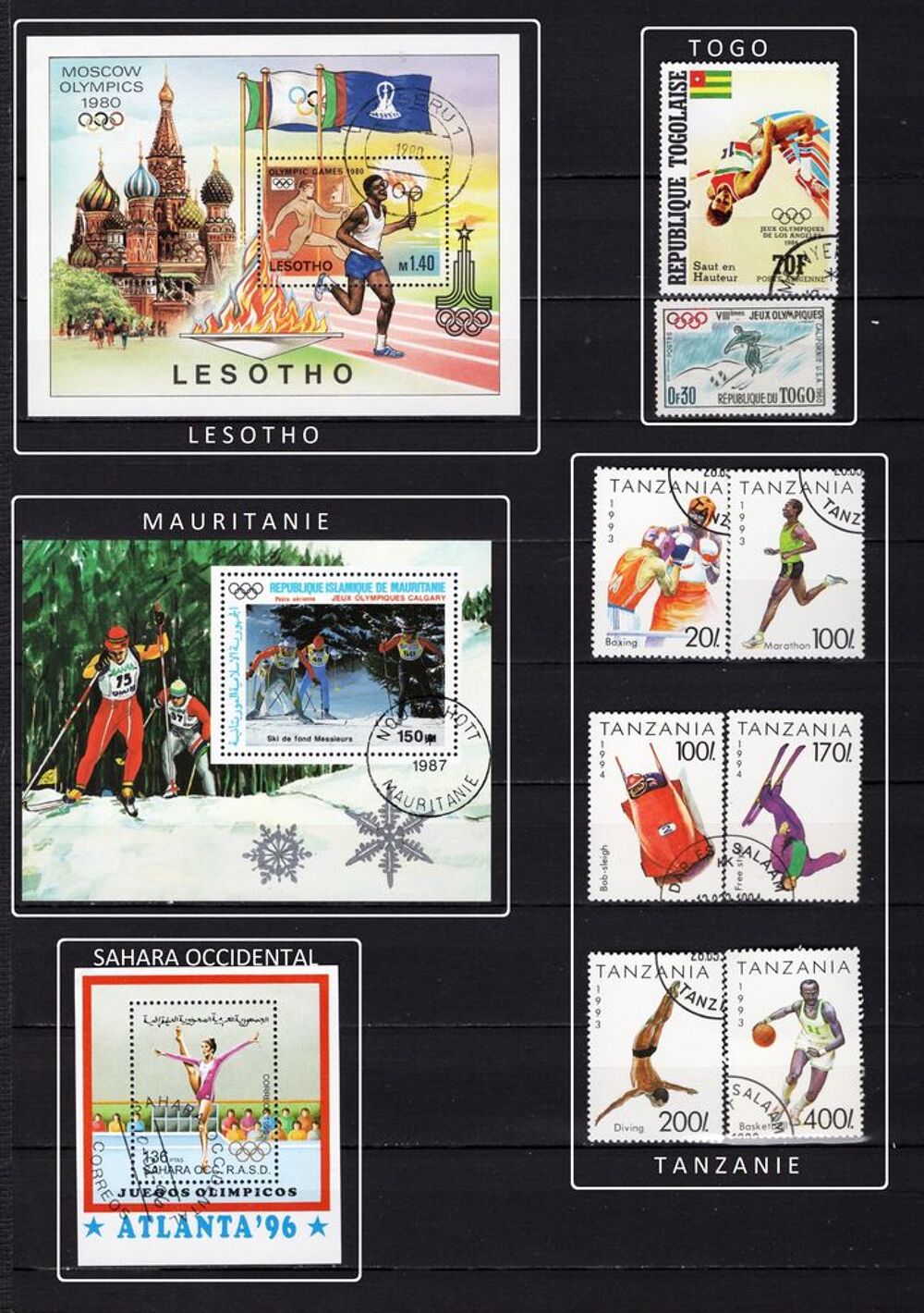 lot de 77 timbres de PAYS d'AFRIQUE sur les SPORTS 