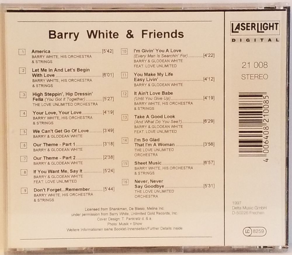 Barry White Never, Never Say Goodbye CD et vinyles