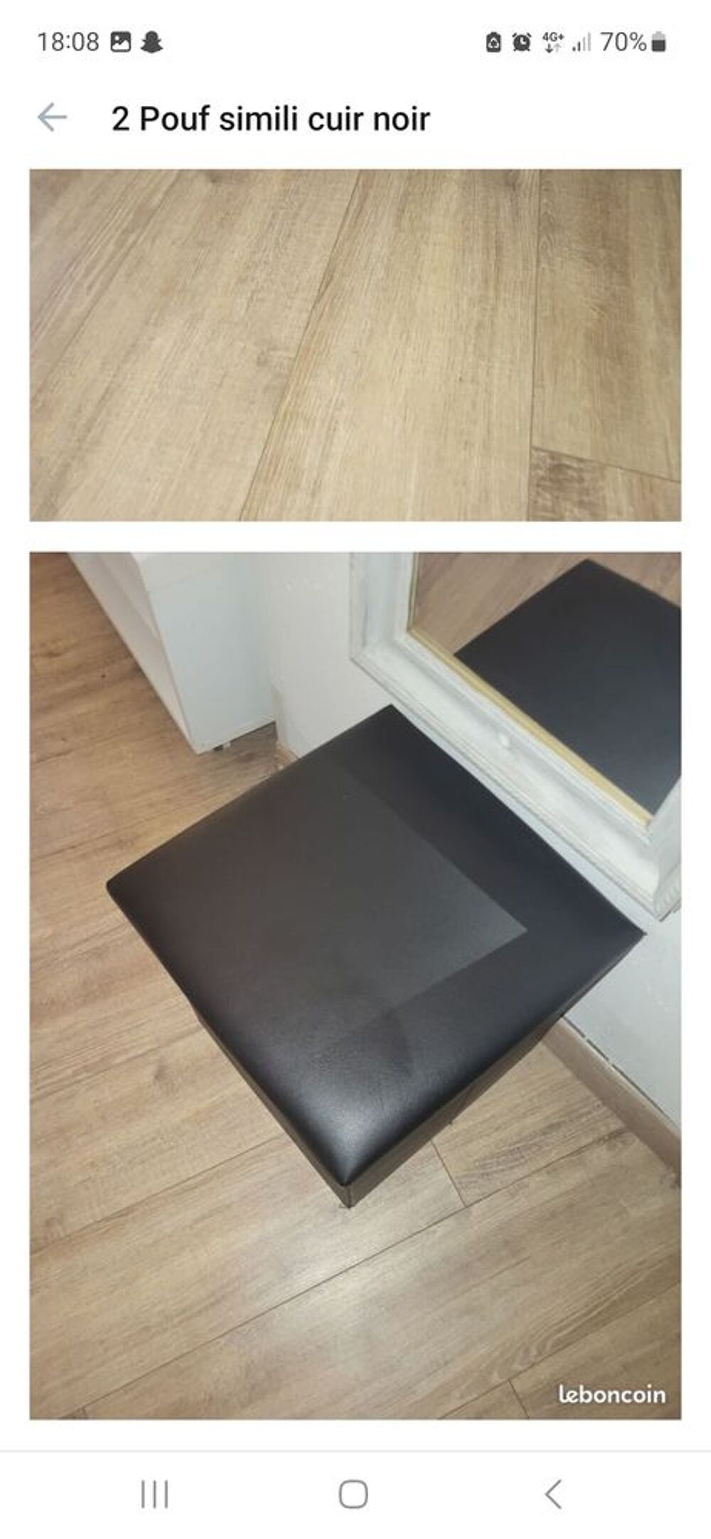 2 Pouf simili cuir noir rangement Meubles