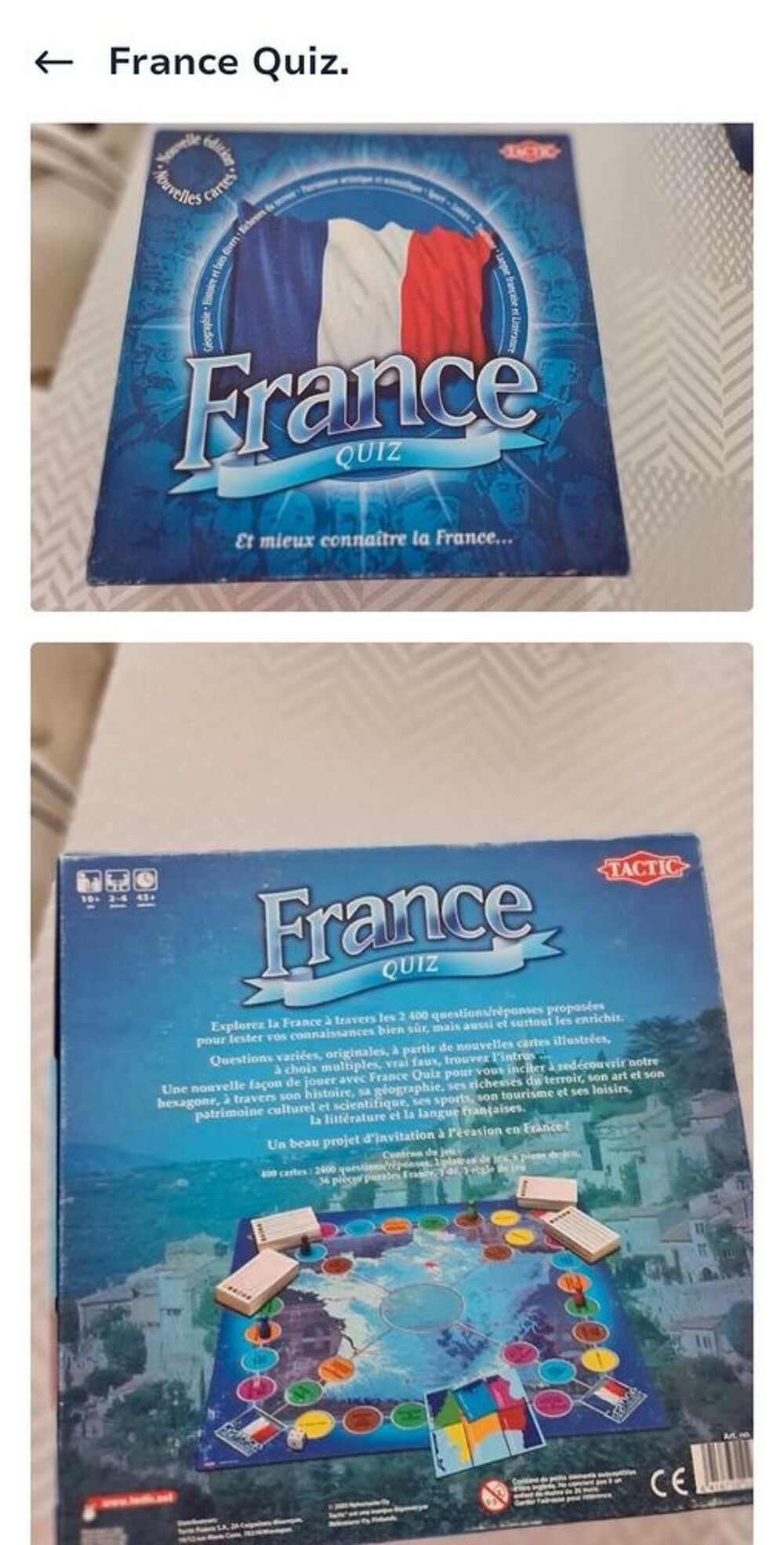 jeu .."france quiz " Livres et BD