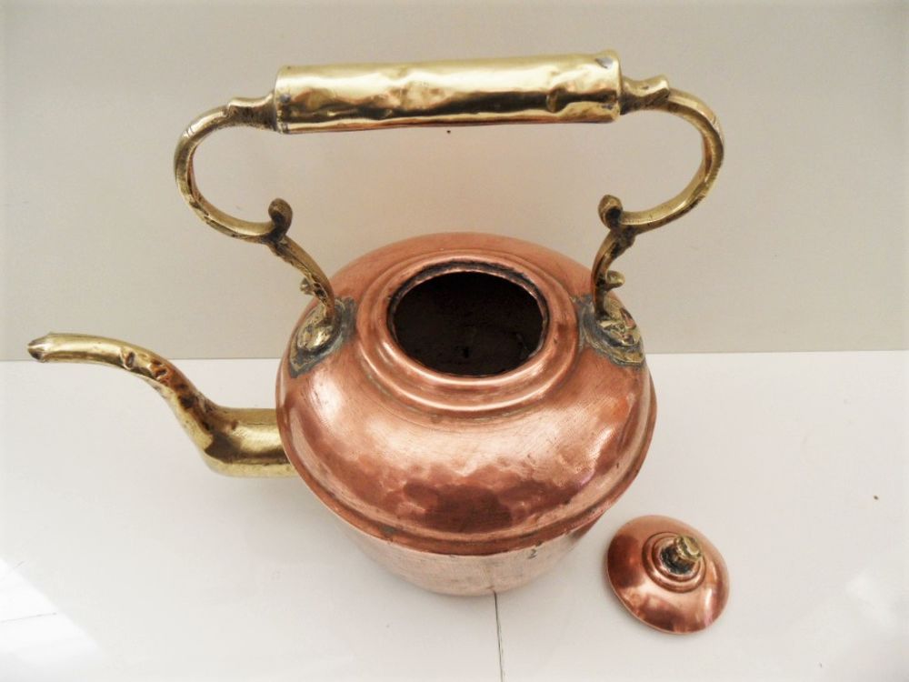 BOUILLOIRE ANCIENNE CUIVRE ET LAITON 19&egrave;me SIECLE FRANCE Décoration