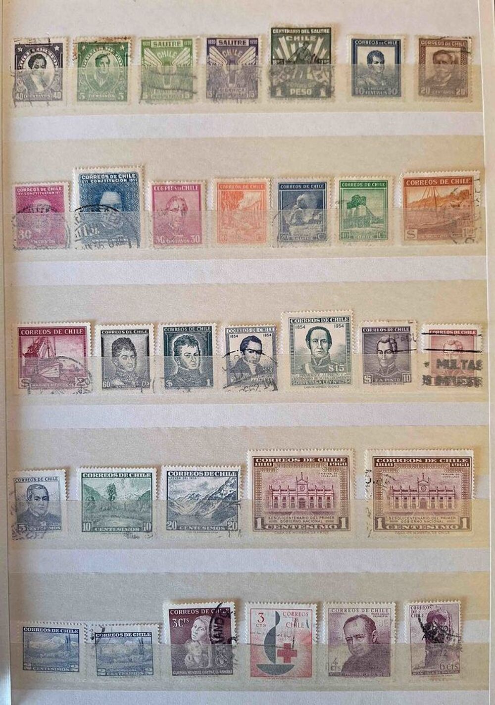 S&eacute;rie de timbres de collection du Chili 