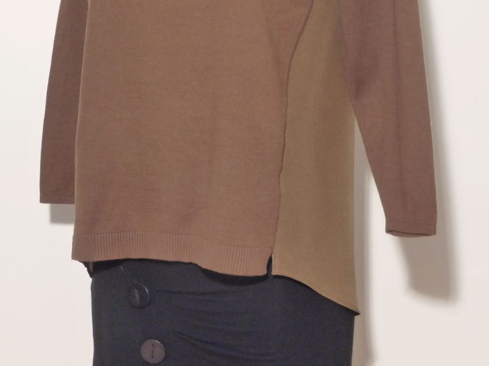 Top/ Pull Coton et Soie &agrave; Marron Manches Longues-Monoprix Vêtements