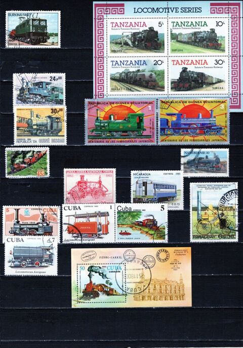 lot de 61 timbres du MONDE avec des TRAINS 4 Les glisottes-et-Chalaures (33)