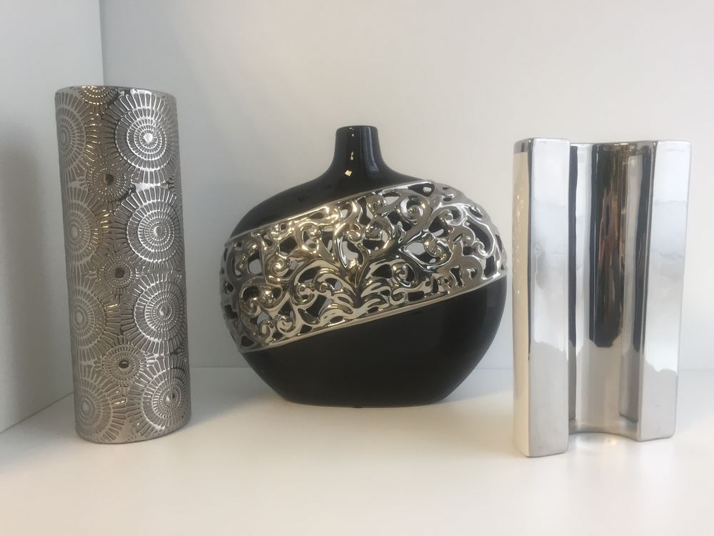 Lot de 3 Grands Vases Italiens C&eacute;ramique Design Moderniste Décoration