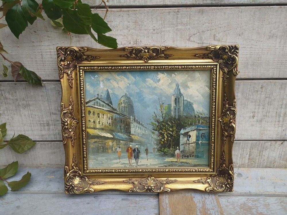 Tableau Vue de Paris Sign&eacute; Taylor Cadre Dor&eacute; Dcoration