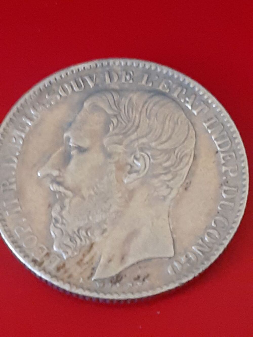 Piece 2 francs argent congo belge 1894 