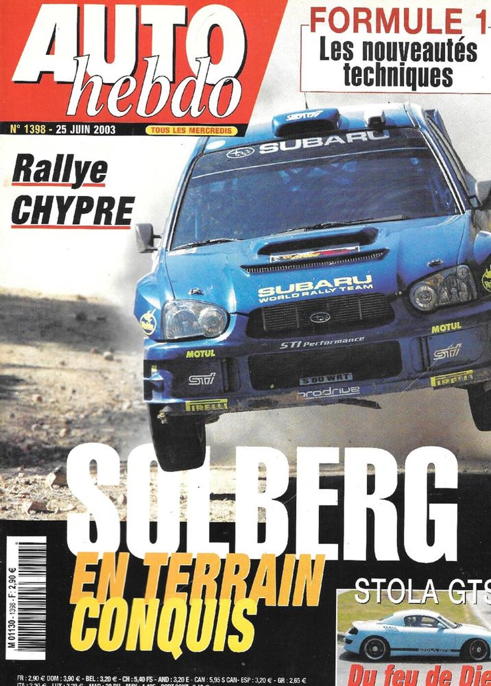 AUTO HEBDO n&deg;1398 2003 STOLA GTS Rallye de Chypre Livres et BD