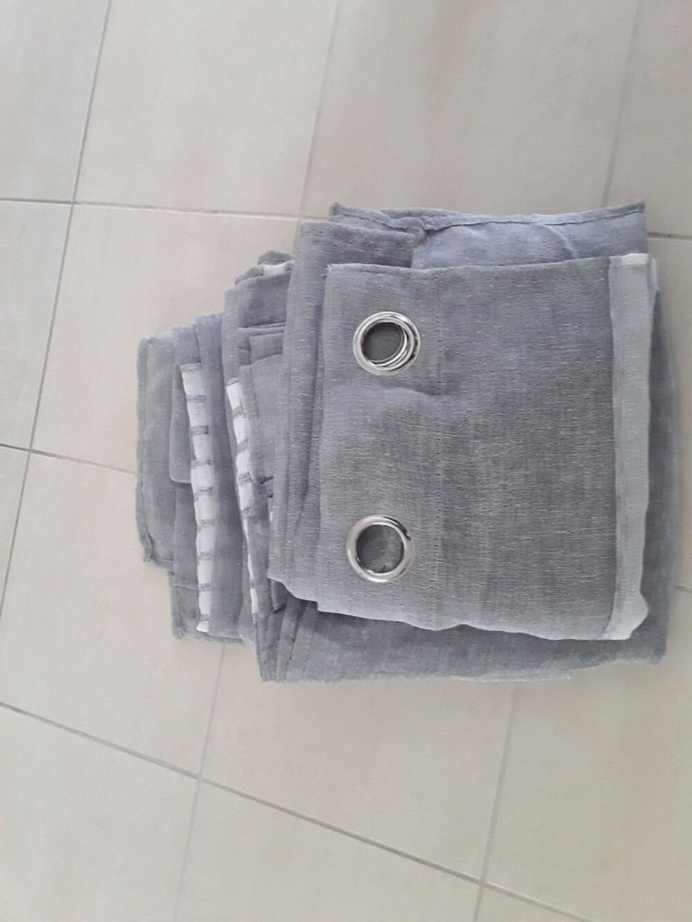 4 voilages gris aspectvlin neuf Décoration