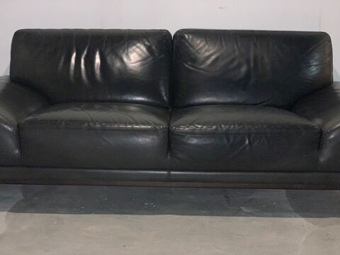 Canap� cuir noir deux places 800 Gargenville (78)