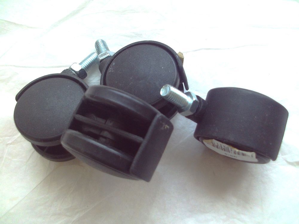 Lot de 4 roue jumel&eacute;es pivotantes &agrave; tige filet&eacute;e 4 cm Bricolage