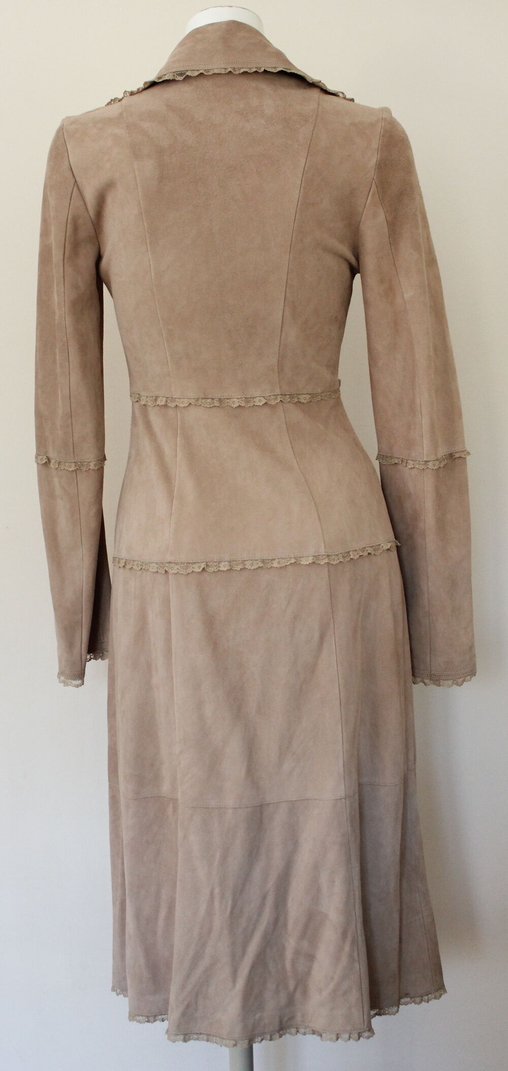 Manteau cuir veau velours beige VENTCOUVERT T.40. Vêtements