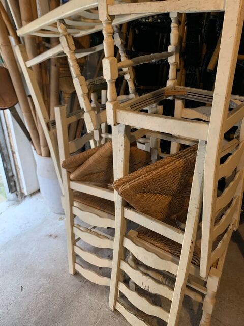 Lot de chaises bois assise paille 10 Agen (47)