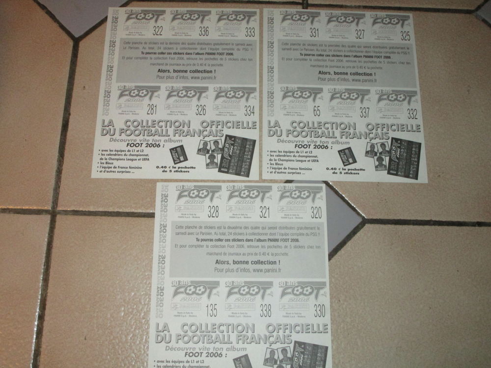  VIGNETTES PANINI PSG AUXERRE FOOT 2006"30ans " LOT F11C 