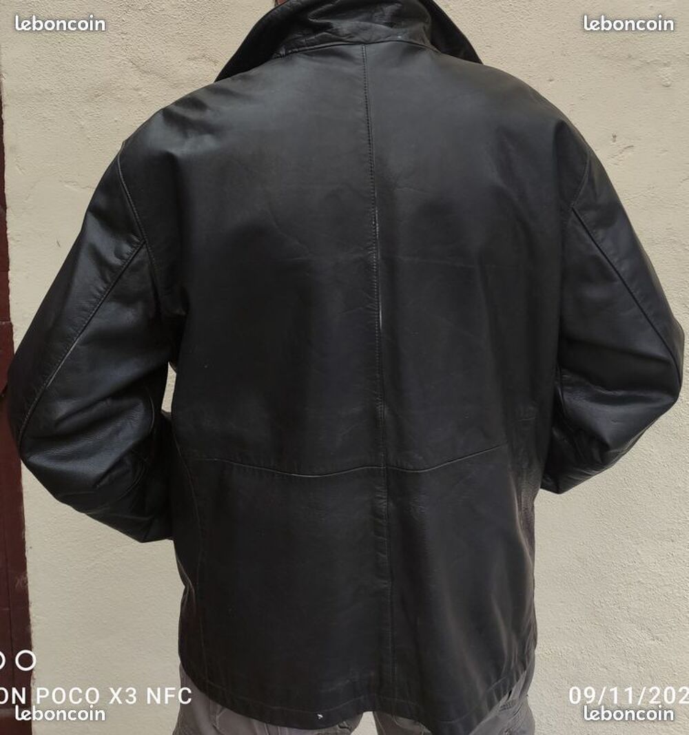 Parka H veste trois quarts Taille L 100% cuir &eacute;pais Vêtements