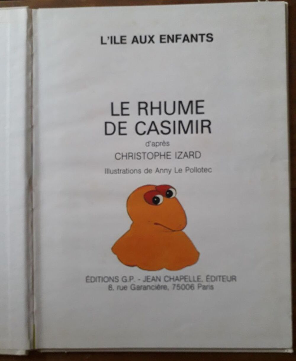 BD : Le rhume de CASIMIR : 1979 Livres et BD