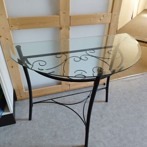 Console 1/2 lune plateau verre et pied m�tal noir 30 Aussillon (81)