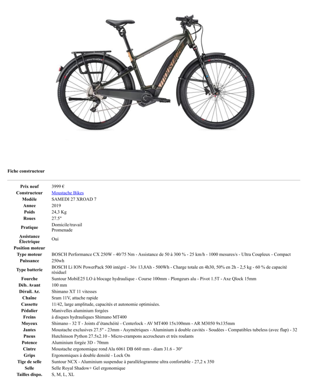 Moustache XRoad 7 Mod&egrave;le 2019 Vélos