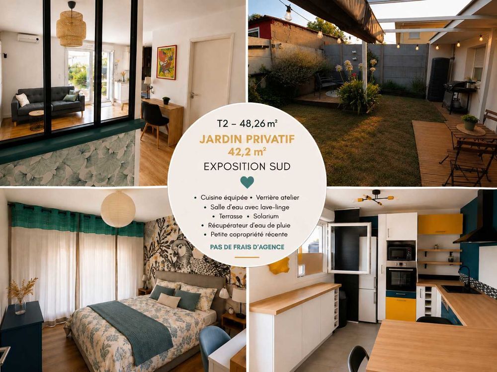 Vente Maison T2 en maisonnette avec jardin privatif, plein sud 48,26 m², Sans frais d'agence Cenon