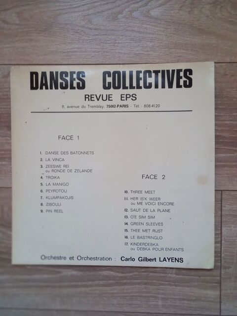 Vinyle 33T danses collectives revues EPS par Carlo Gilbert L 1 Villiers (86)