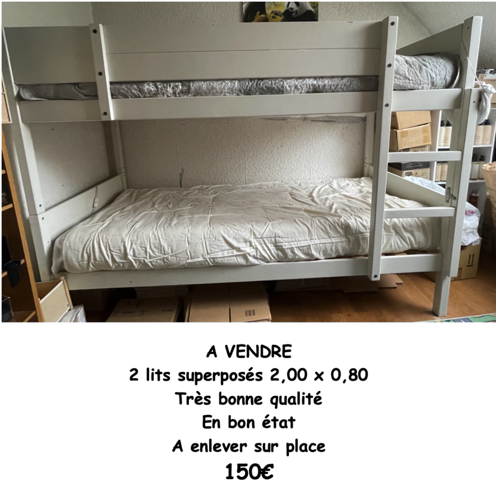 Lit Superpos&eacute; blanc en Bois Mobilier enfants