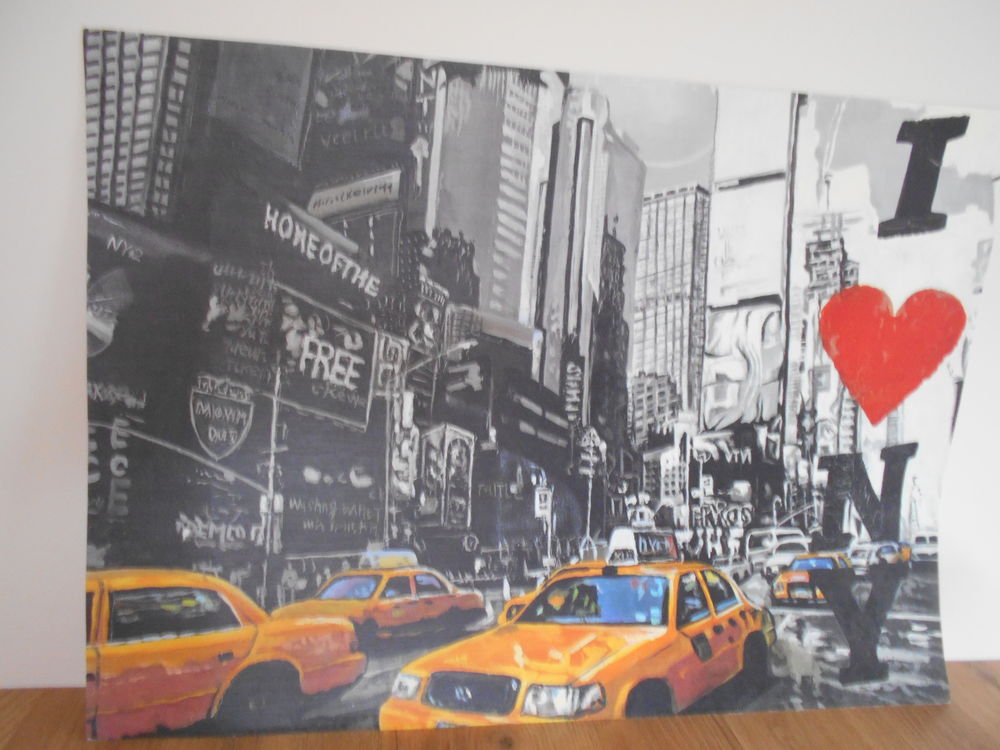 Peinture Taxis Newyorkais I love New-York en parfait &eacute;tat Décoration