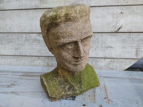 Ancienne Sculpture Buste Homme Terre Cuite Art Brut Art Naf 1 Loches (37)
