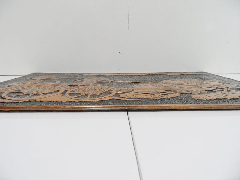 PLAQUE DE CUIVRE ART POPULAIRE INDONESIEN VINTAGE deco 