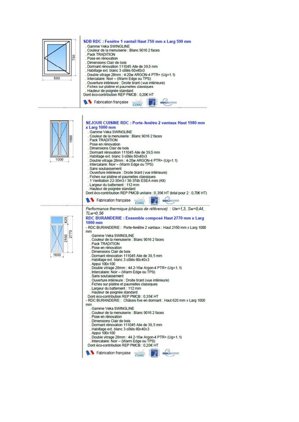 lot de menuiseries PVC neuves Bricolage