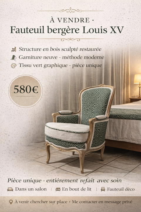 berg�re de style Louis XV revisit�e 580 D'Huison-Longueville (91)