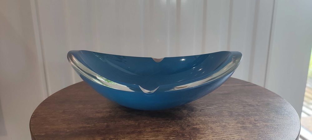 Cendrier ou vide-poche en verre d'art sign&eacute;- vintage design 