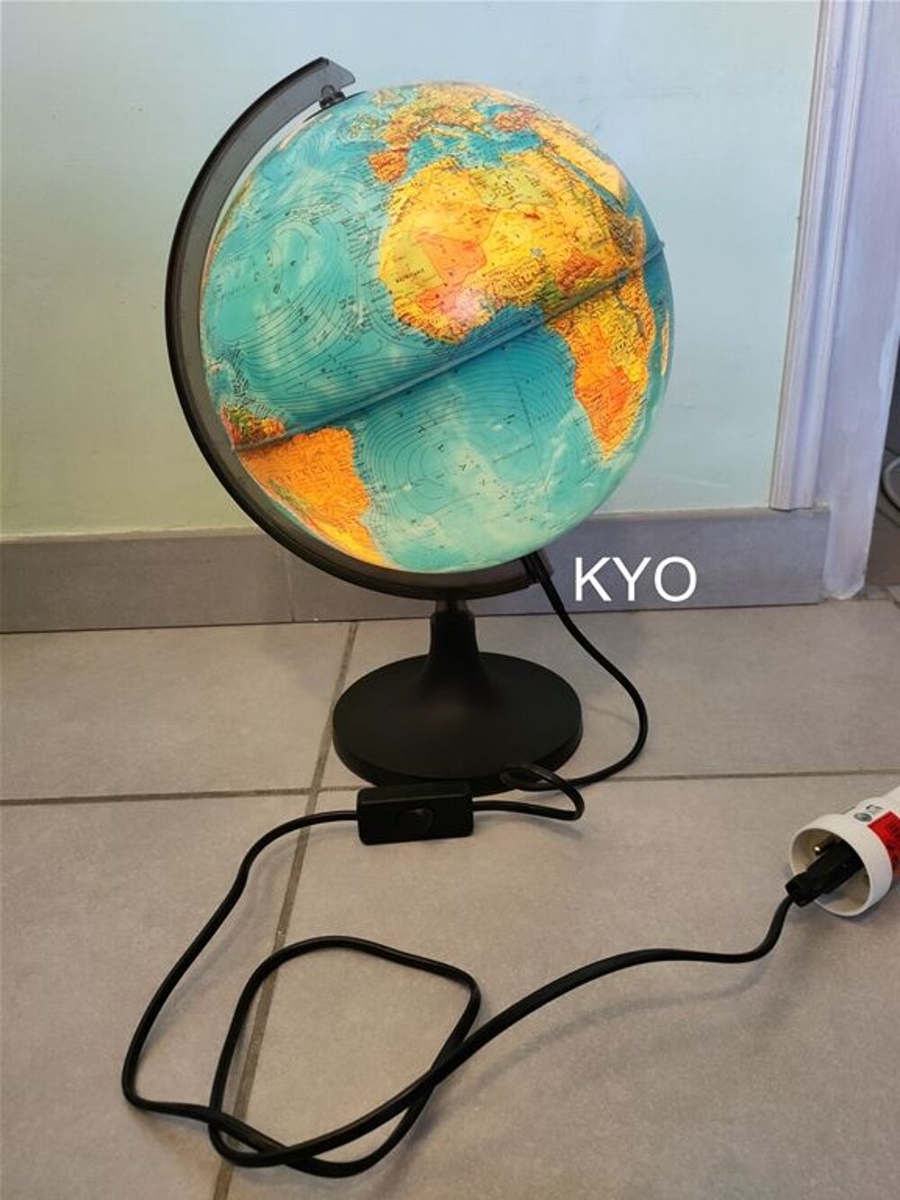 Lampe de chevet globe terrestre carte monde lumi&egrave;re rond Décoration